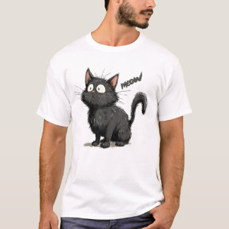 Die schwarze Katze sah plötzlich etwas, das Auge d T-Shirt