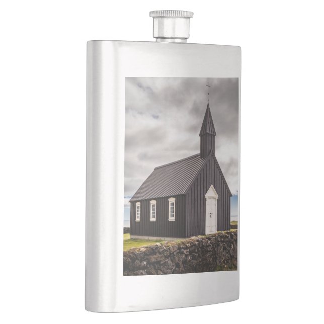Die Schwarze Kirche Budir, Island Flachmann (Rechts)
