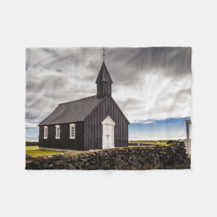 Die Schwarze Kirche Budir, Island Fleecedecke