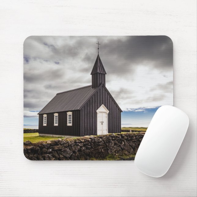Die Schwarze Kirche Budir, Island Mousepad (Mit Mouse)