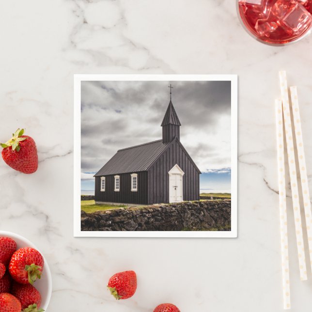 Die Schwarze Kirche Budir, Island Serviette (Beispiel)
