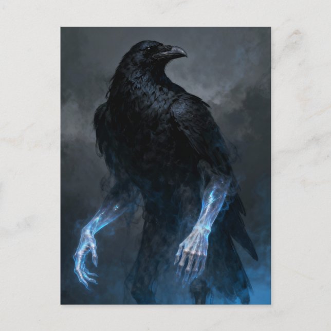 Die schwarze Krähe mit menschlichen Armen dunkle F Postkarte (Vorderseite)