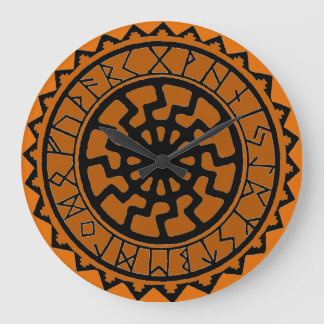 Die schwarze Sonnenstrahl-Uhr mit einem Durchmesse Große Wanduhr