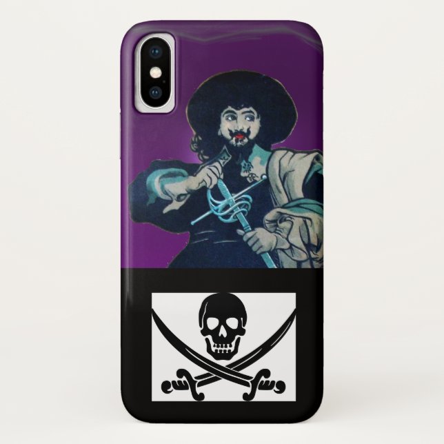 DIE SCHWARZEN CORSAIR-SKULL-KROSSIERTEN SCHWERTER  Case-Mate iPhone HÜLLE (Rückseite)