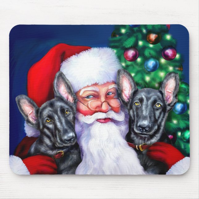 Die schwarzen deutschen Schafhunde des Weihnachtsm Mousepad (Vorne)