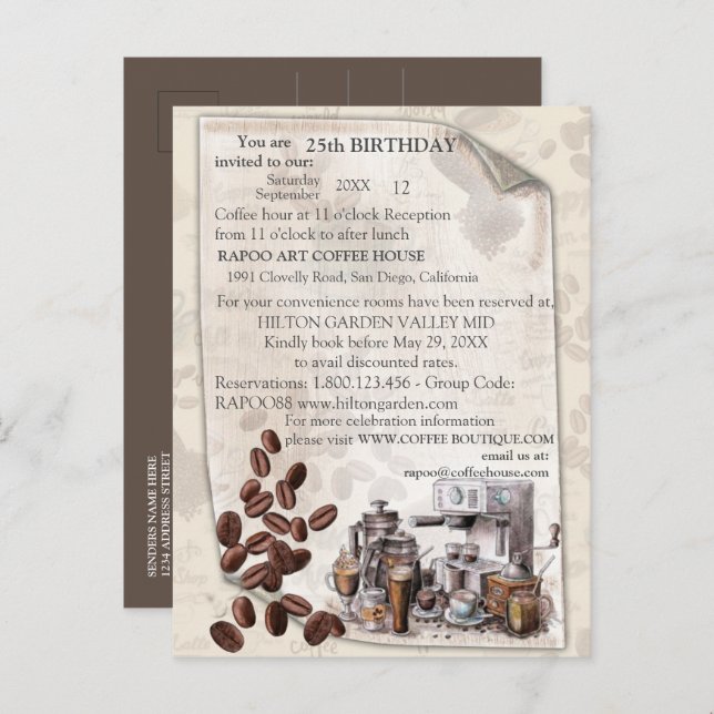 Die schwedische Kaffeehaustradition der Fika Ankündigungspostkarte (Vorne/Hinten)