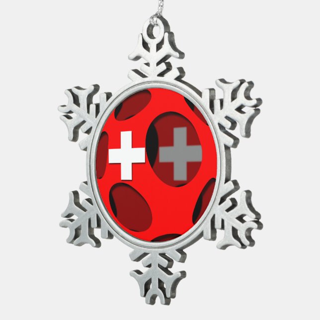 Die Schweiz #1 Schneeflocken Zinn-Ornament (Rechts)