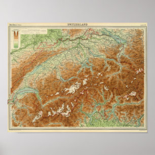 Die Schweiz-Atlas-Karte Poster