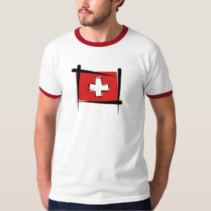 Die Schweiz-Bürsten-Flagge T-Shirt