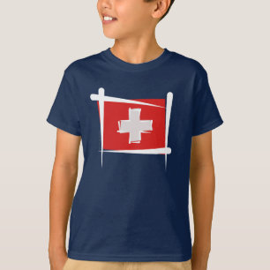 Die Schweiz-Bürsten-Flagge T-Shirt