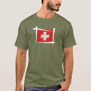 Die Schweiz-Bürsten-Flagge T-Shirt