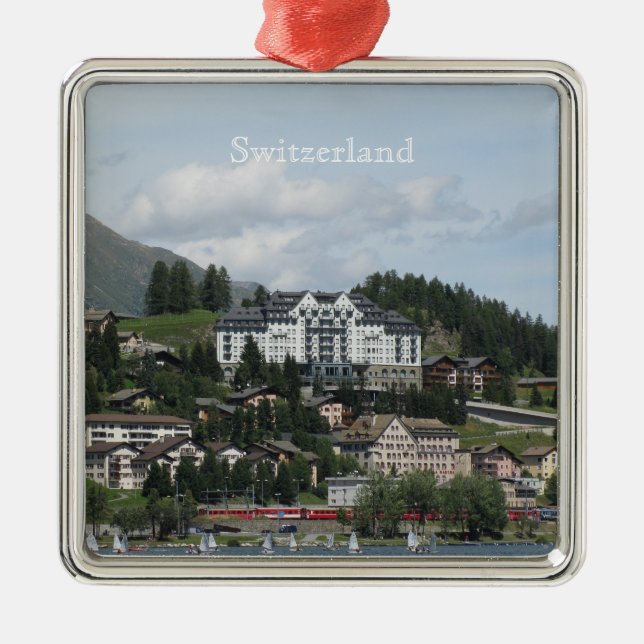 Die Schweiz-Erholungsort Verzierung Silbernes Ornament (Vorne)