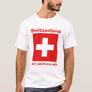 Die Schweiz-Flagge + Karte + Text-T - Shirt