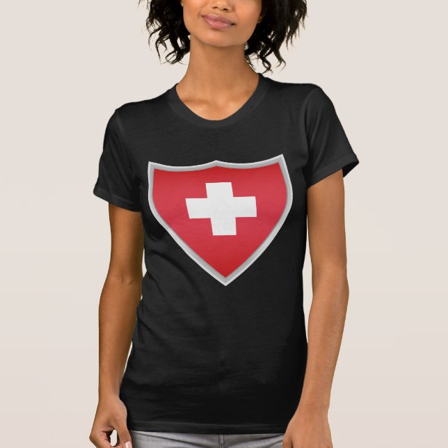 Die Schweiz-Flaggen-Schild T-Shirt (Vorderseite)