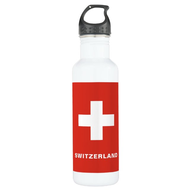 Die Schweiz-Flaggen-Wasser-Flasche Edelstahlflasche (Vorderseite)