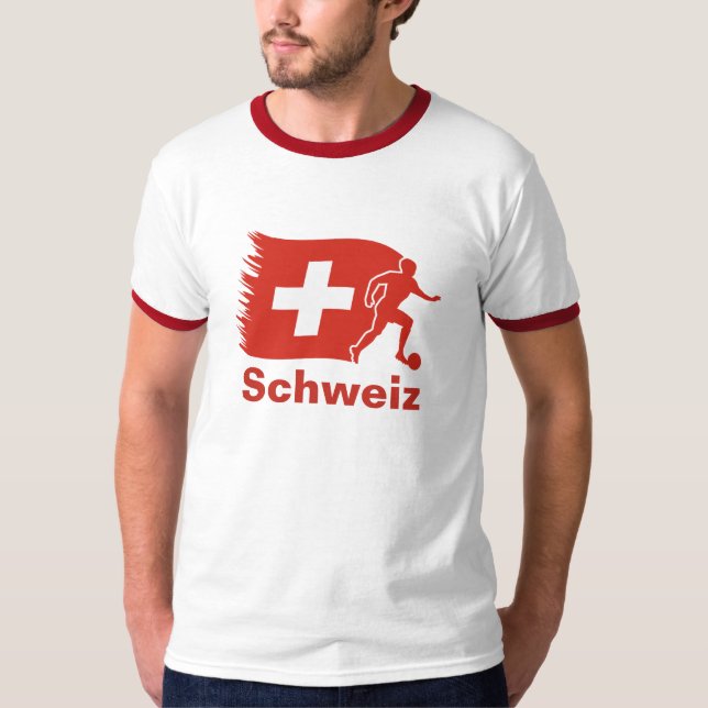 Die Schweiz-Fußball-Flagge T-Shirt (Vorderseite)