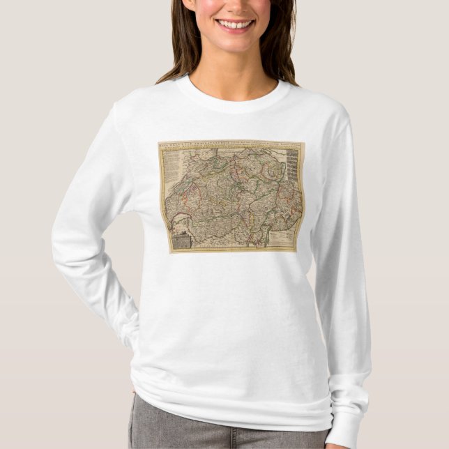 Die Schweiz gravierte Karte T-Shirt (Vorderseite)