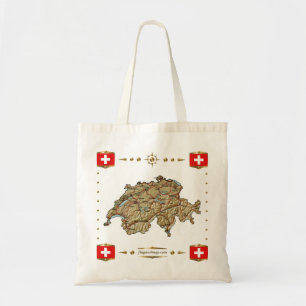 Die Schweiz-Karte + Flaggen-Tasche Tragetasche