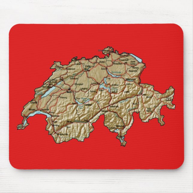 Die Schweiz-Karte Mousepad (Vorne)