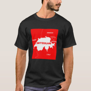Die Schweiz kartografiert in Flaggenfarben. Nachba T-Shirt