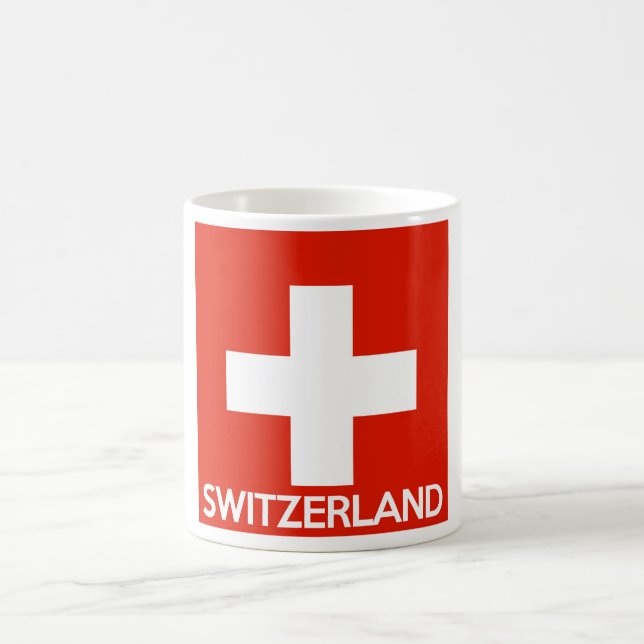 Die Schweiz-Landesflaggesymbolnamen-Textschweizer Kaffeetasse (Mittel)