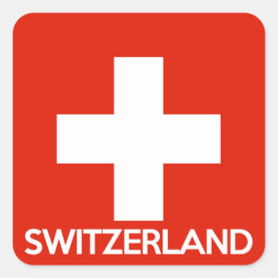 Die Schweiz-Landesflaggesymbolnamen-Textschweizer Quadratischer Aufkleber