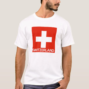 Die Schweiz-Landesflaggesymbolnamen-Textschweizer T-Shirt