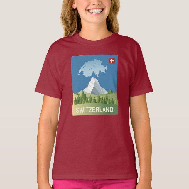 Die Schweiz-Reise-Plakat T-Shirt (Vorderseite)