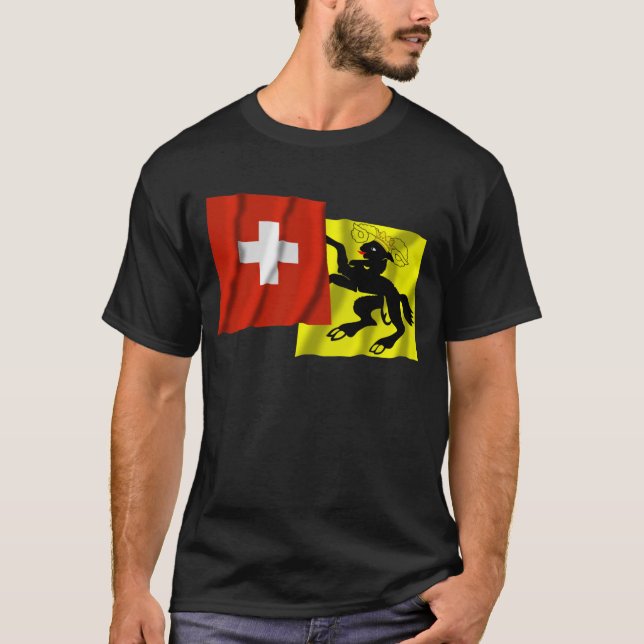 Die Schweiz u. Schaffhausen wellenartig bewegende T-Shirt (Vorderseite)