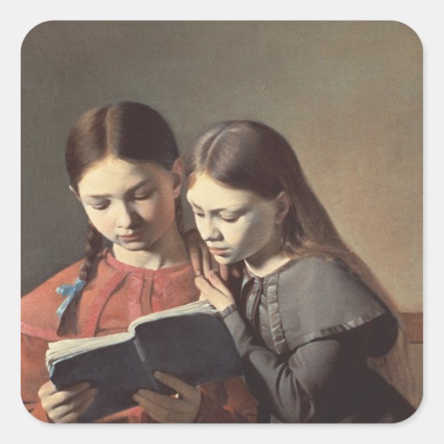 Die Schwestern des Künstlers Signe und Henriette Quadratischer Aufkleber (Vorderseite)