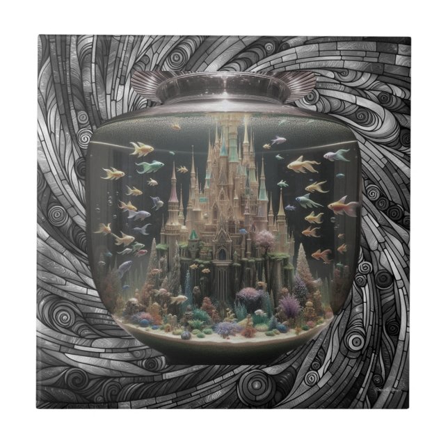 Die schwimmende Fischschale Keramikfliese (Vorderseite)