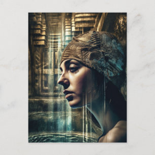 Die Schwimmerin im Wasserfall Postkarte