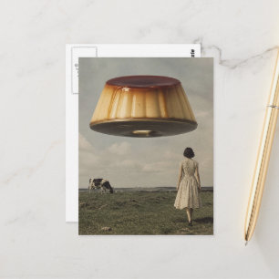 Die Sci-Fi fliegende Flan-UFO-Leckerei Postkarte