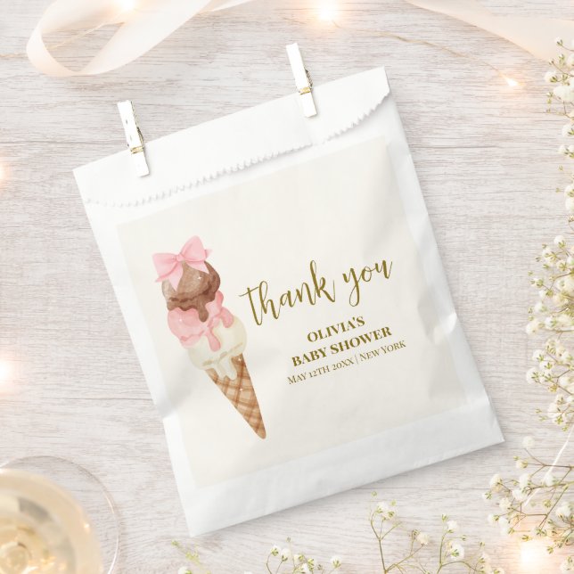 Die Scoop Bow Ice Cream Baby Dusche Vielen Dank Geschenktütchen (Ausgeschnitten)