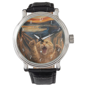 Die Scream-Katze-Parodie-Kunst Armbanduhr