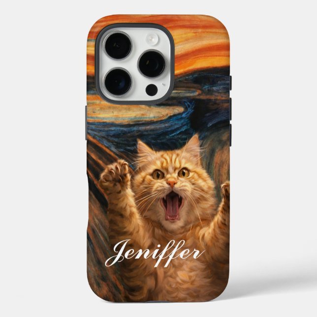 Die Scream-Katze-Parodie-Kunst Case-Mate iPhone Hülle (Rückseite)