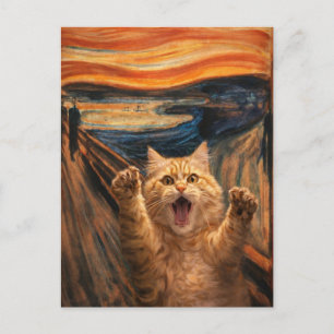 Die Scream-Katze-Parodie-Kunst Postkarte