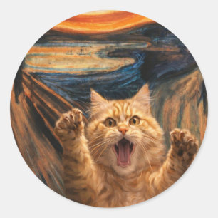 Die Scream-Katze-Parodie-Kunst Runder Aufkleber