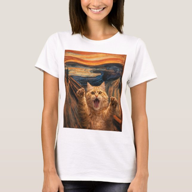 Die Scream-Katze-Parodie-Kunst T-Shirt (Vorderseite)
