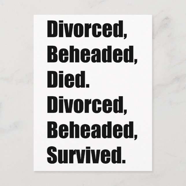 Die sechs Ehefrauen von Henry VIII Postkarte (Vorderseite)