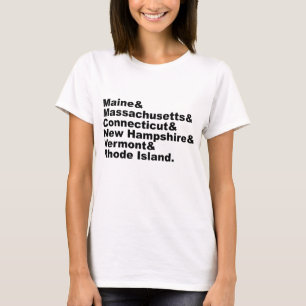 Die sechs nordöstlichen Staaten, aus denen das neu T-Shirt