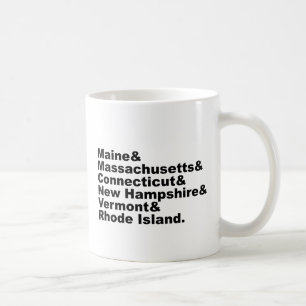 Die sechs nordöstlichen Staaten, aus denen Neueng Tasse