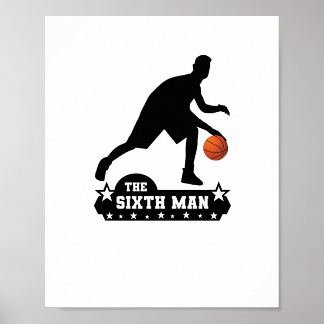 Die Sechste Mann-Basketball-Silhouette Poster (Vorne)