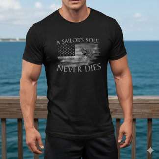 Die Seele eines Seemanns stirbt nie American Flag T-Shirt