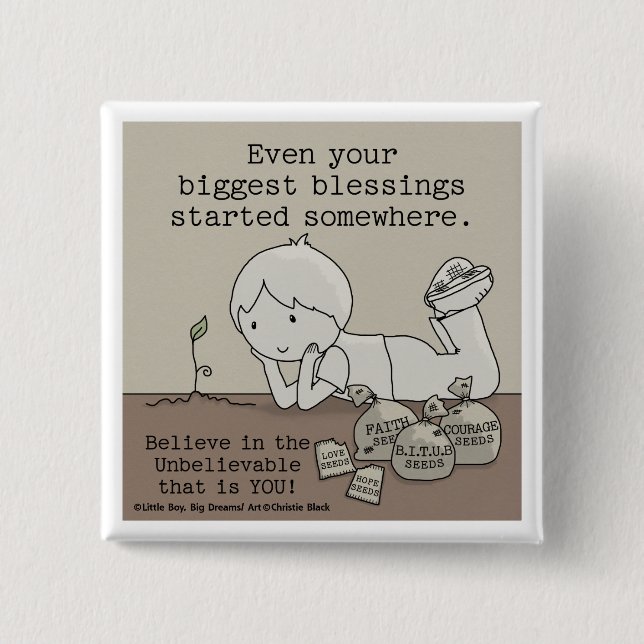 Die Segnungen begannen irgendwo Button (Vorderseite)