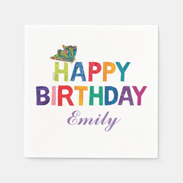 Die sehr hungrige Raupe Butterfly zum Geburtstag Serviette (Vorderseite)