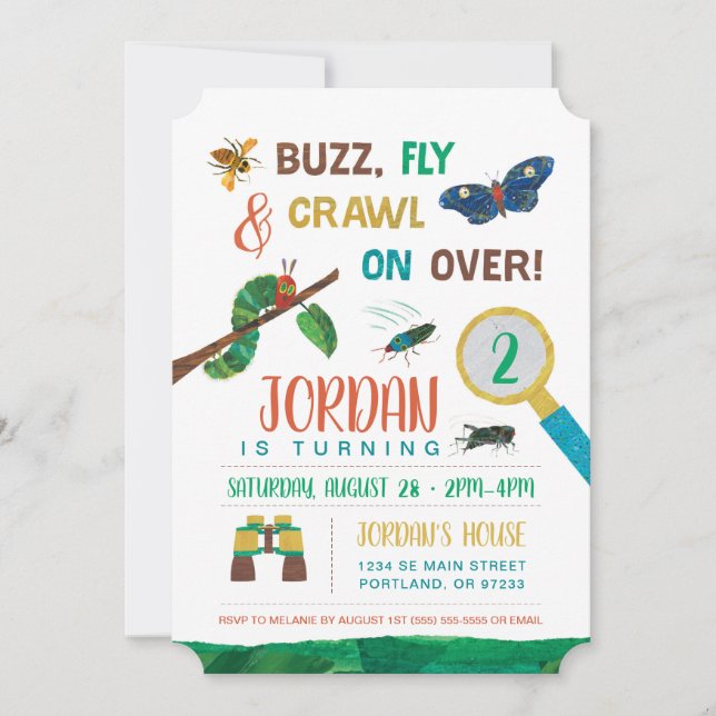 Die sehr hungrige Raupe | Geburtsdatum Einladung (Vorderseite)