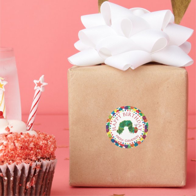 Die sehr hungrige Raupe | Happy Birthday Gift Runder Aufkleber (Party)