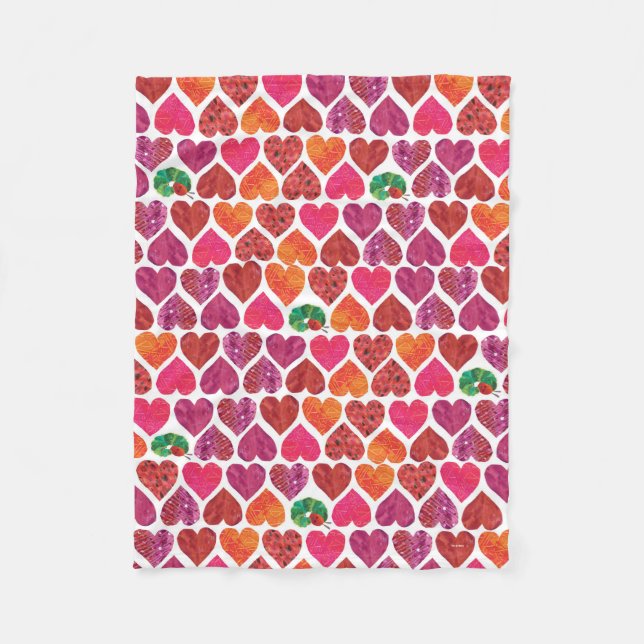 Die sehr hungrige Raupe | Herzmuster Fleecedecke (Vorderseite)