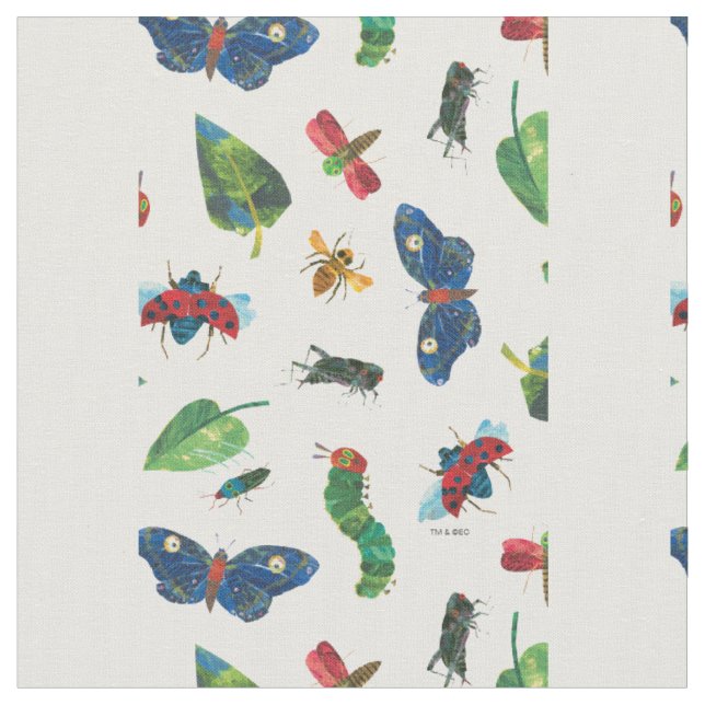 Die sehr hungrige Raupe ist ein freundliches Muste Stoff (Nahaufnahme)